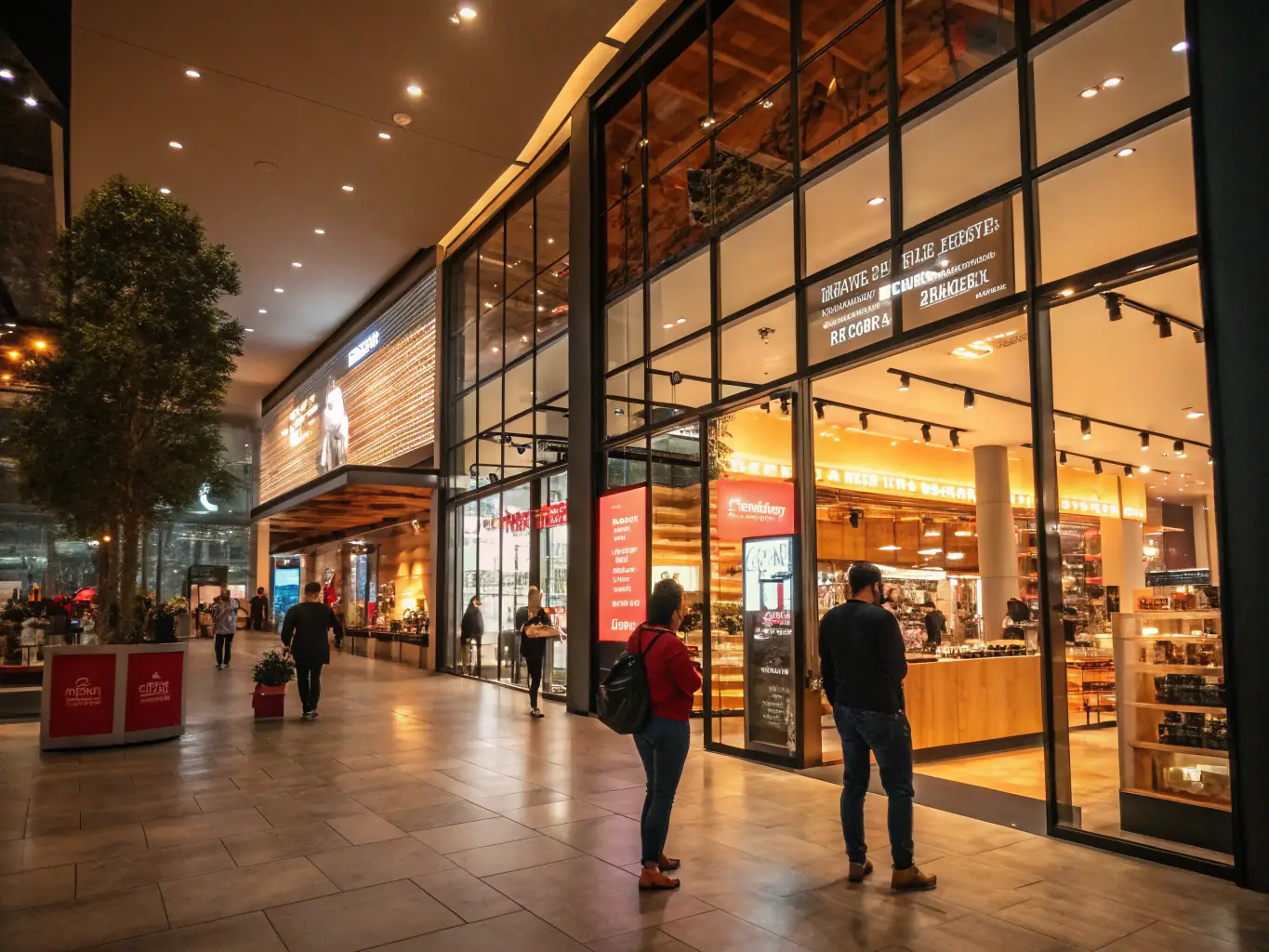 A brightly lit storefront with a modern roller shutter, partially open, showcasing a clean and inviting shop interior. The image emphasizes security and aesthetic appeal.