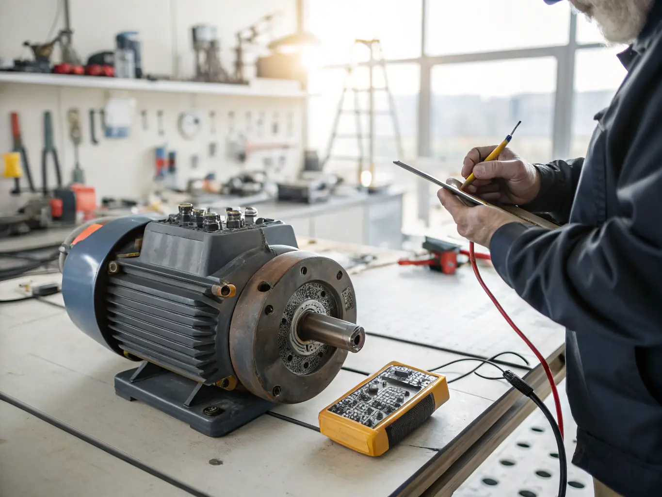 A close-up shot of a Roll Right Solutions technician using specialized tools to diagnose and repair a complex roller shutter mechanism, highlighting their technical skills.